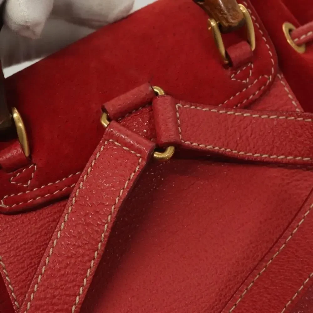 Gucci Bamboo Suede Backpack Red